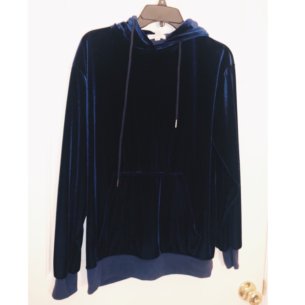 Urban Outfitters Navy Velvet Hoodie